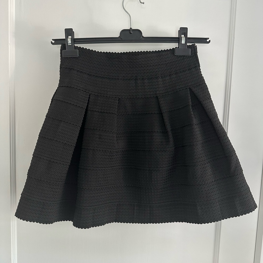 Aqua Black Textured Mini Skirt